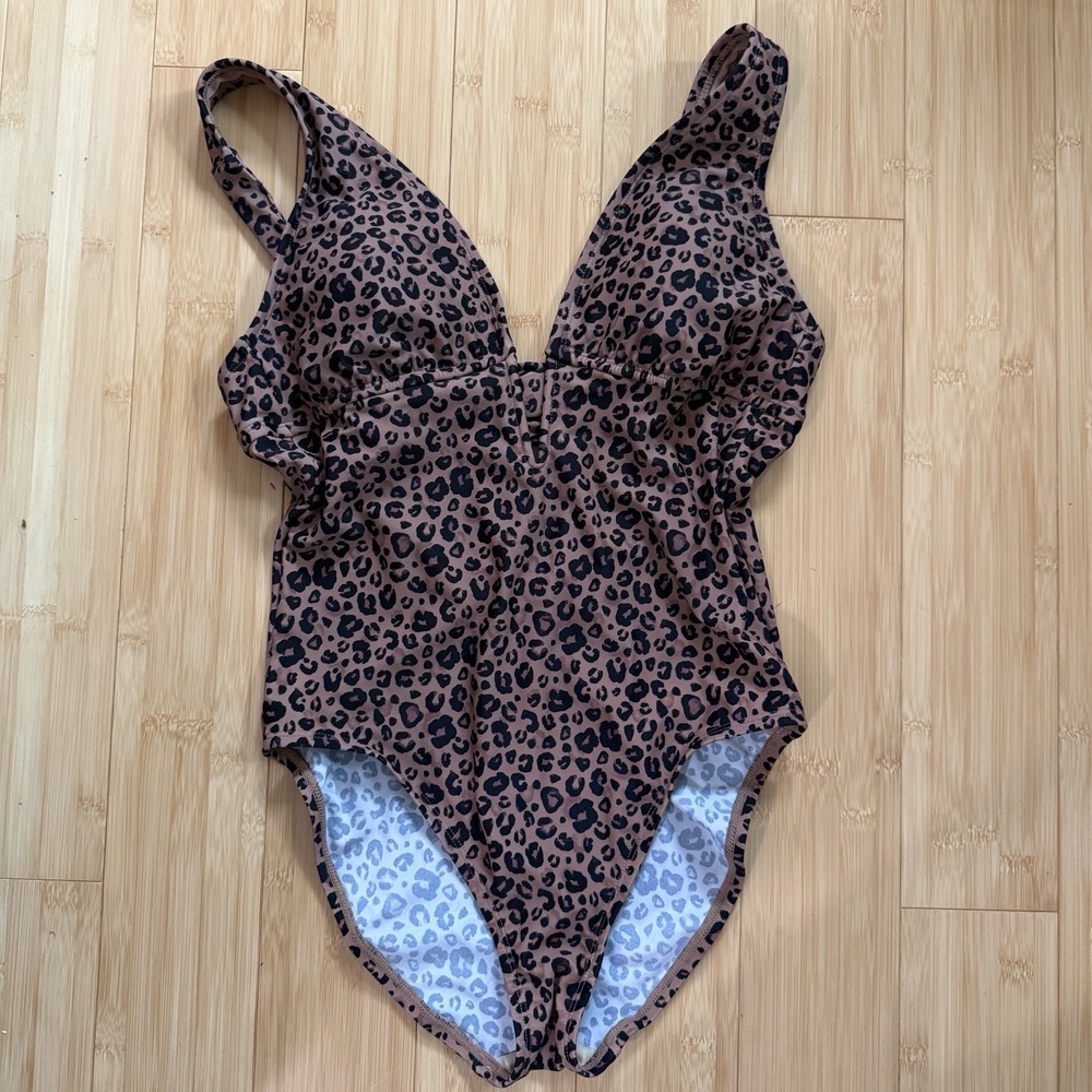 Shade & Shore Monokini One-Piece Swimsuit Tummy Control Leopard Print